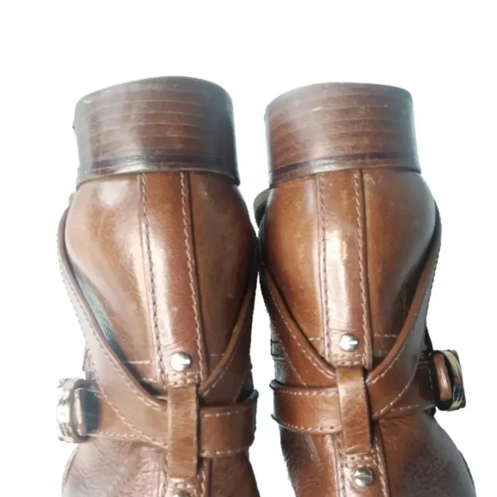 Tory Burch Calista Riding Boot Size 5.5 Cognac Brown Leather Retail $495